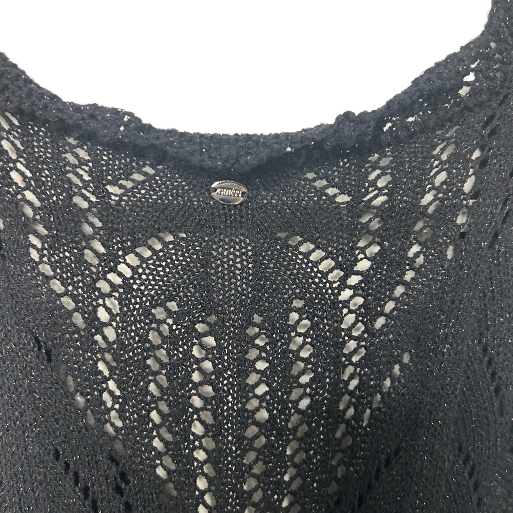 Guess Black Sleeveless Open Knit Shimmer Midi Dress Size M - Picture 5 of 7